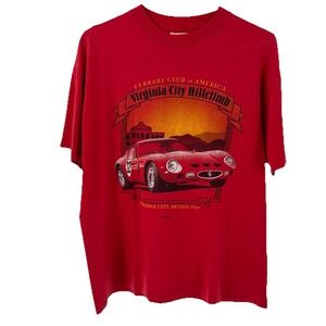 Vintage 80's Ferrari Club of America Virginia City Tee Shirt Size XL Racing